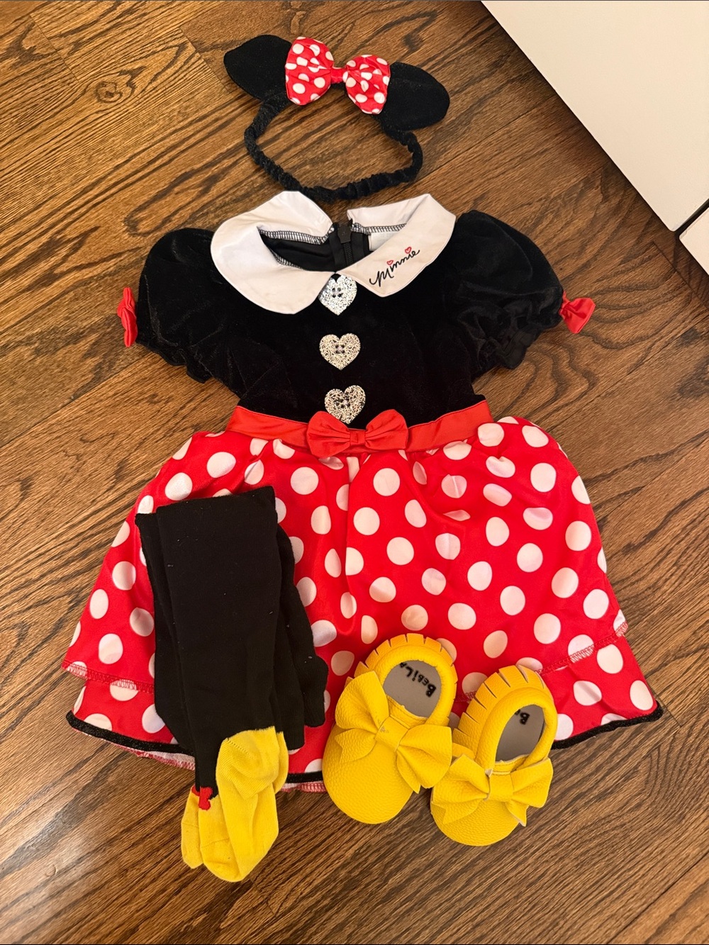 Disney Infant Minnie Mouse Costume with Yellow Bow Baby Shoes